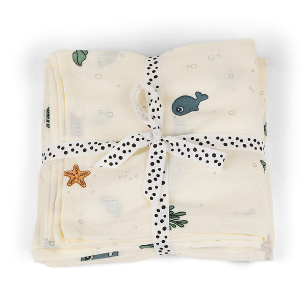 Done by deer -  Swaddle 2-pack GOTS Sea friends Beige 120X120
