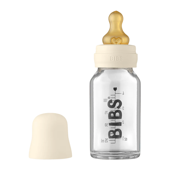 BIBS - Baby Glass Bottle Complete Set 110ml - Ivory