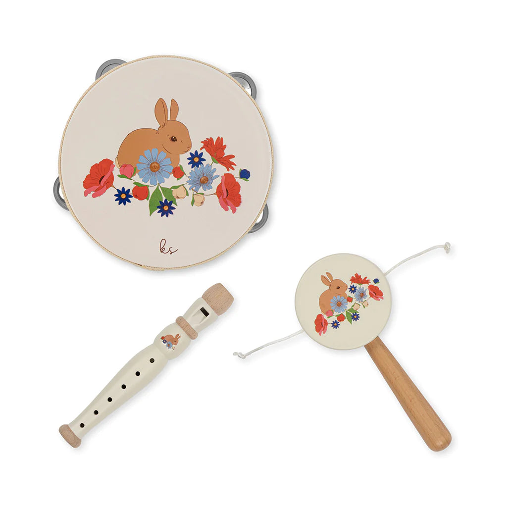 KONGES SLØJD - musikinstrumenter i kuffert, sæt m 3 dele - Bunny Tokki