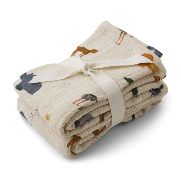 Liewood - LEWIS MUSLIN CLOTH 2 PACK-SAFARI SANDY MIX